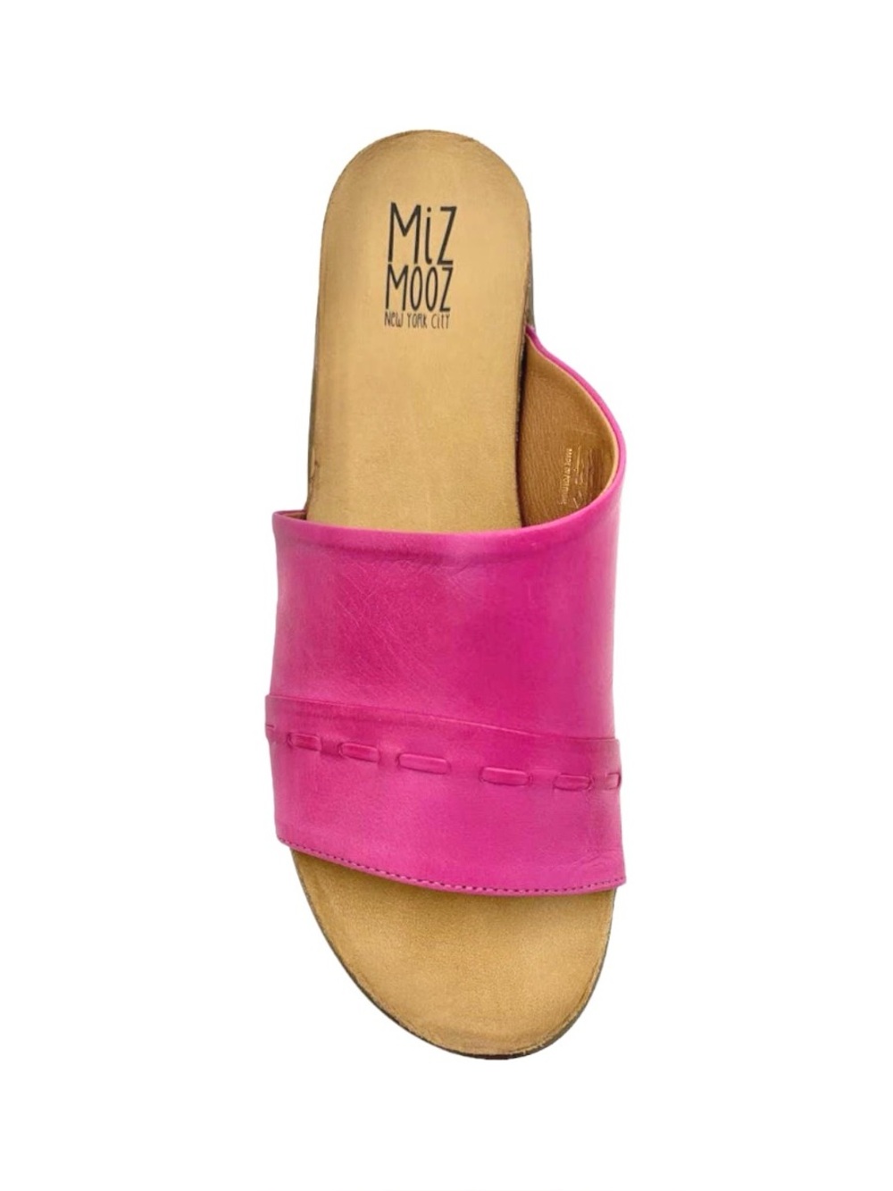 Miz Mooz Mae Fuchsia Leather Slide Sandals